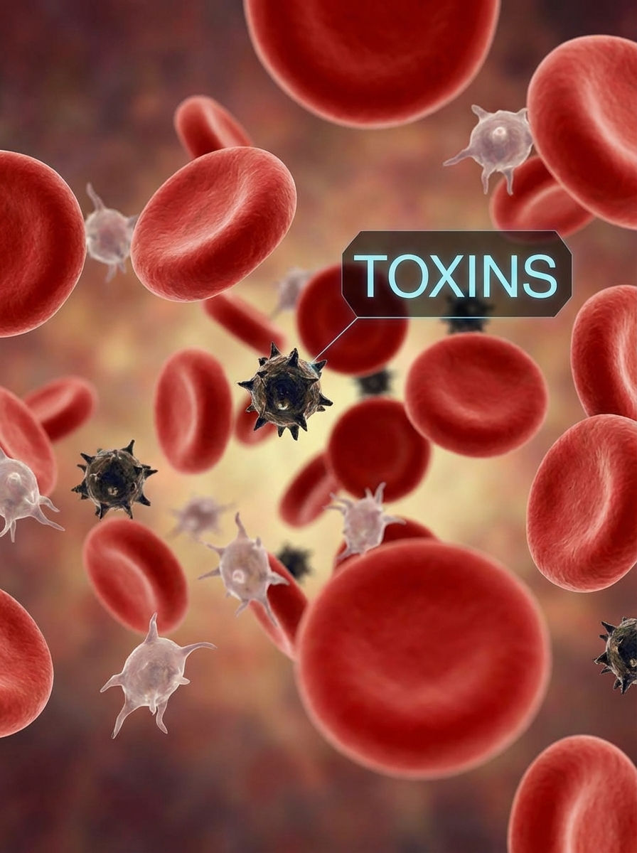 Toxins in blood at a reborne toxicity test