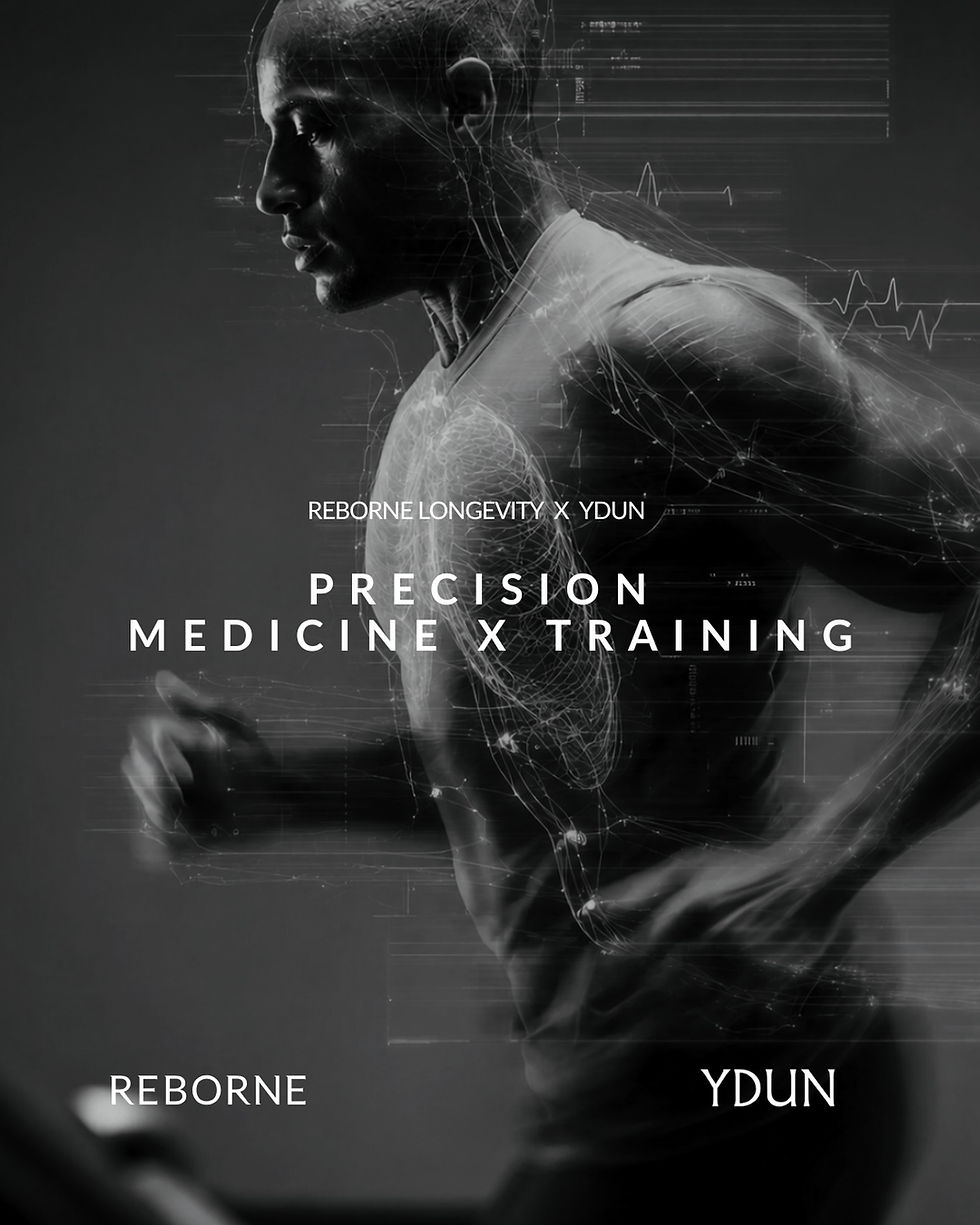 Man running with text Precision Medicine X Training at Reborne Longevity Clinic London