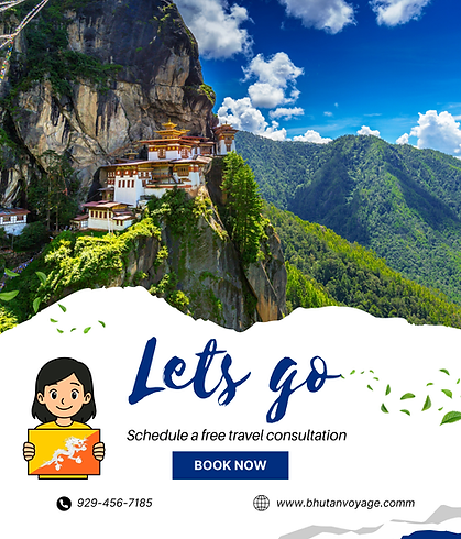 Bhutan Voyage brochure offering free travel consultation for trip planning and personalized itinerary guidance for bhutan tour and travel