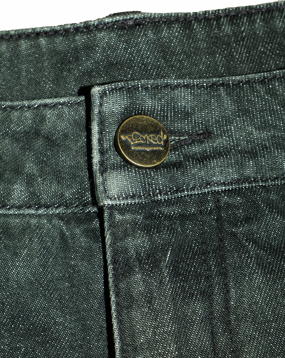 Miniatura: "PICKED" Stretched Letter Cut & Sewn Denim Jeans Custom Button