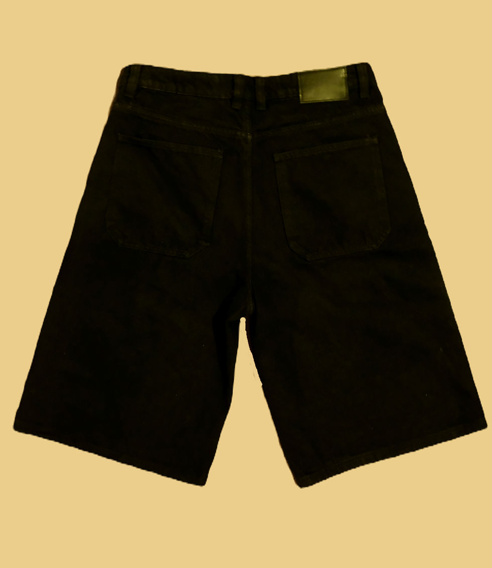 Miniatura: Back of Pickedfromdagarden Screen Printed "PICKED" Half & Half Baggy Jean Shorts