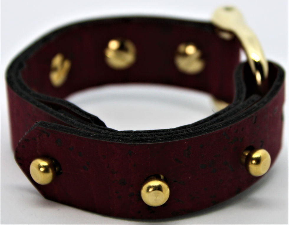 Thumbnail: Vegan Horseshoe Bracelet - Black Cork Fabric