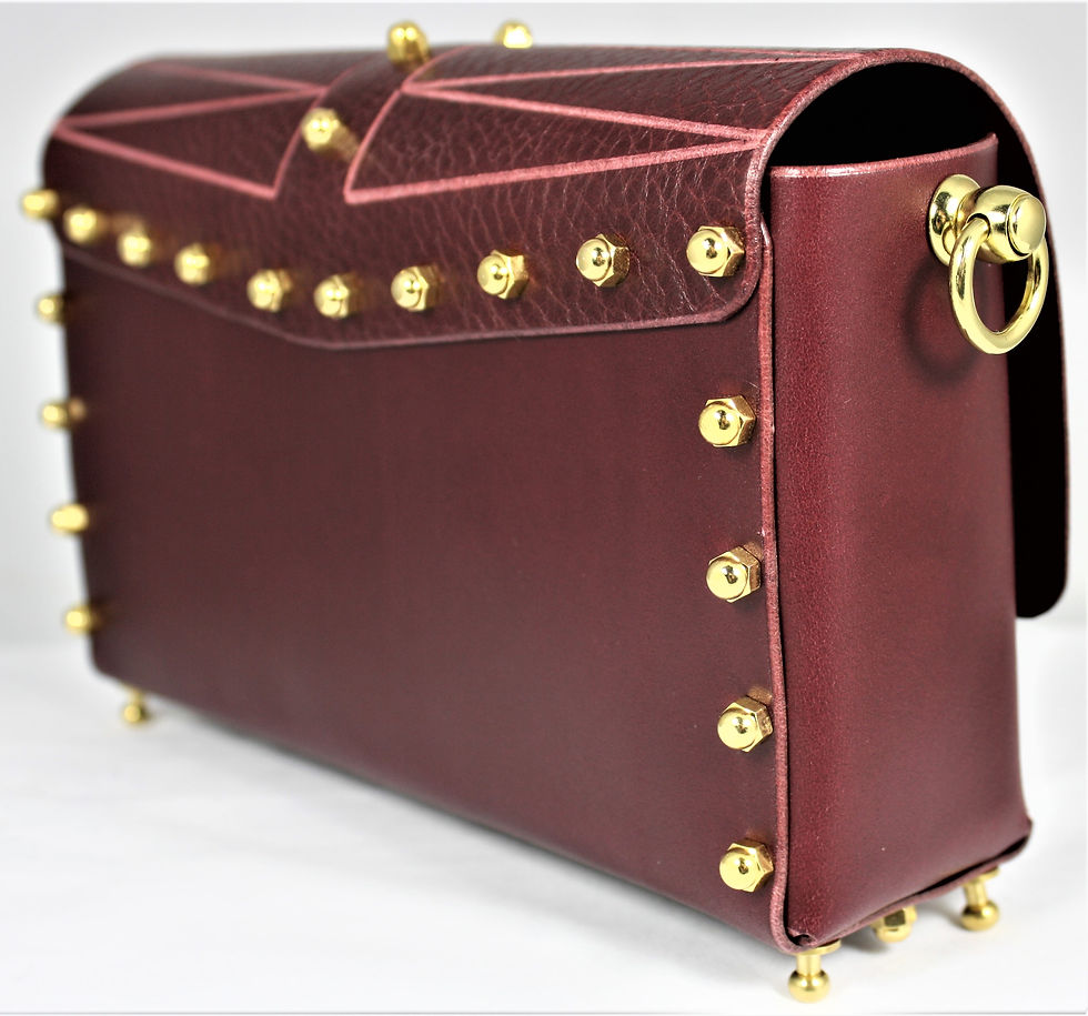 Thumbnail: Etched Shoulder Bag - Merlot Cowhide