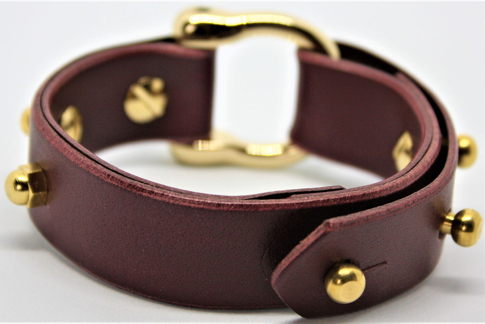 Thumbnail: Horseshoe Stacking Bracelet - Merlot Cowhide