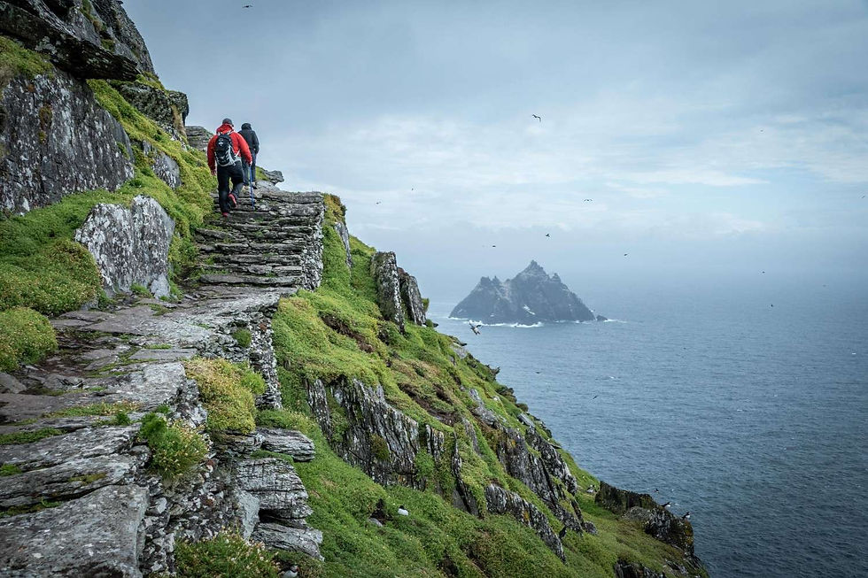 he dramatic Skellig Michael island, Luke Skywalker’s refuge in Star Wars, rising from the Atlantic Ocean