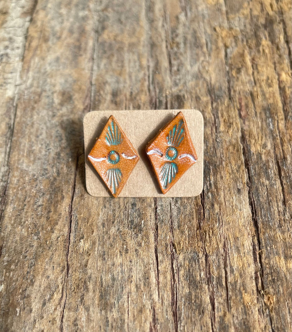Triangle Leather Stud Earrings 