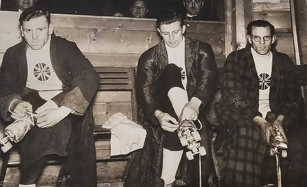 1936 European Championships - Stuttgart, Germany - L to R: Jimmy Reed, Harold Wilkinson and Bill Ross