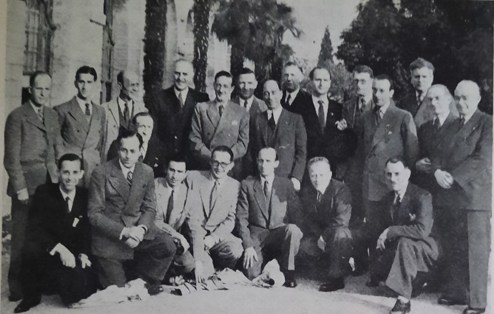April 1946 - Cyril Beastall (standing far left) and the attendees of the first post-war FIPR meeting in Montreux, Switzerland