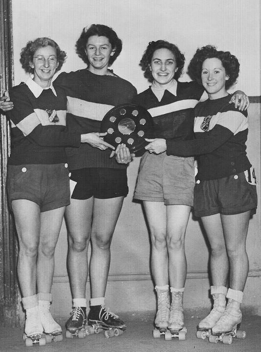 21st November 1953 - Anderson Shield Relay at Alexandra Palace - L to R: The Broadway ladies team consisting of Ida Sach, Yvonne Brod, Joan Rawlings and Maureen Livingstone