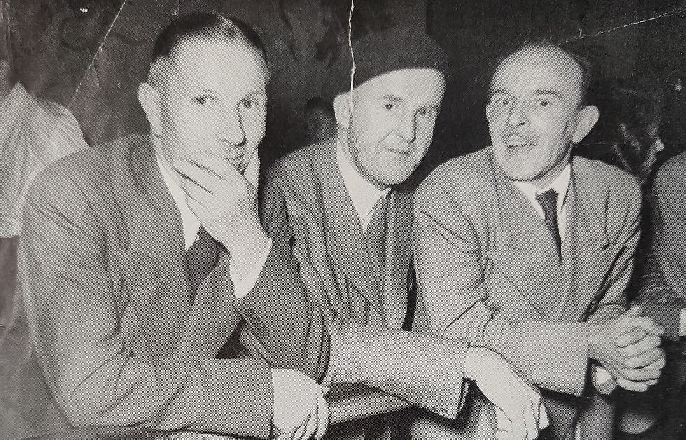 1952 - A lighter moment at the Birmingham Embassy rink - L to R: Billy Brake, Cyril Beastall and Joe Weatherburn