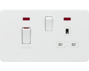 45A DP Switch & 13A Socket with Neons - Matt White with White insert SFR83MNMW