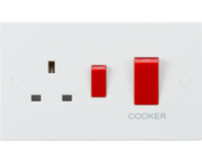 45A DP Switch & 13A Socket - Red Rockers SN8333