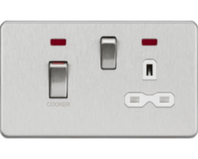 45A DP Switch & 13A Socket with Neons - Brushed Chrome - White Insert SFR83MNBCW