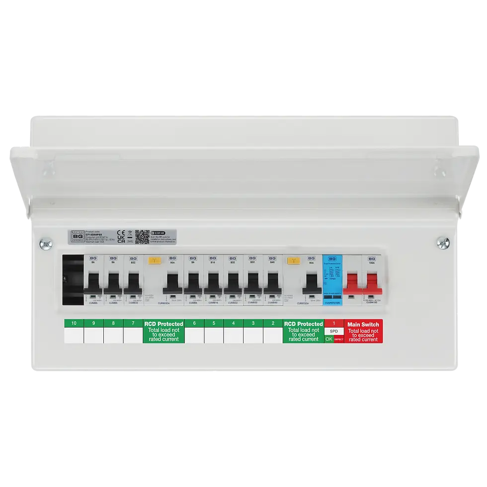 Thumbnail: Consumer Unit 16 Module 9 Way Populated with 100A Main Switch, 2 x 80A 30mA RCD