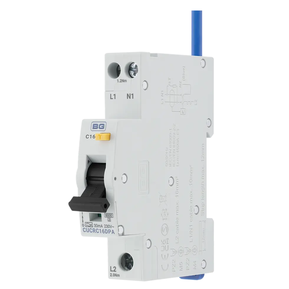 Thumbnail: Bidirectional 16A 30mA C Curve Type A RCBO Double Pole 1 Module