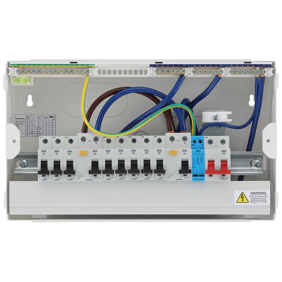 Thumbnail: Consumer Unit 16 Module 9 Way Populated with 100A Main Switch, 2 x 80A 30mA RCD