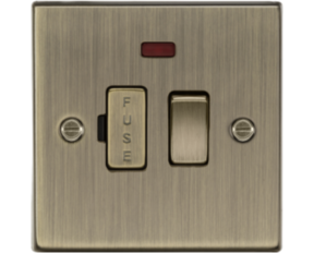 13A Switched Fused Spur Unit with Neon - Antique Brass CS63NAB