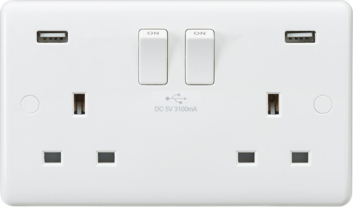 13A 2G SP Switched Socket with Dual USB A+A (5V DC 3.1A shared) CU9904
