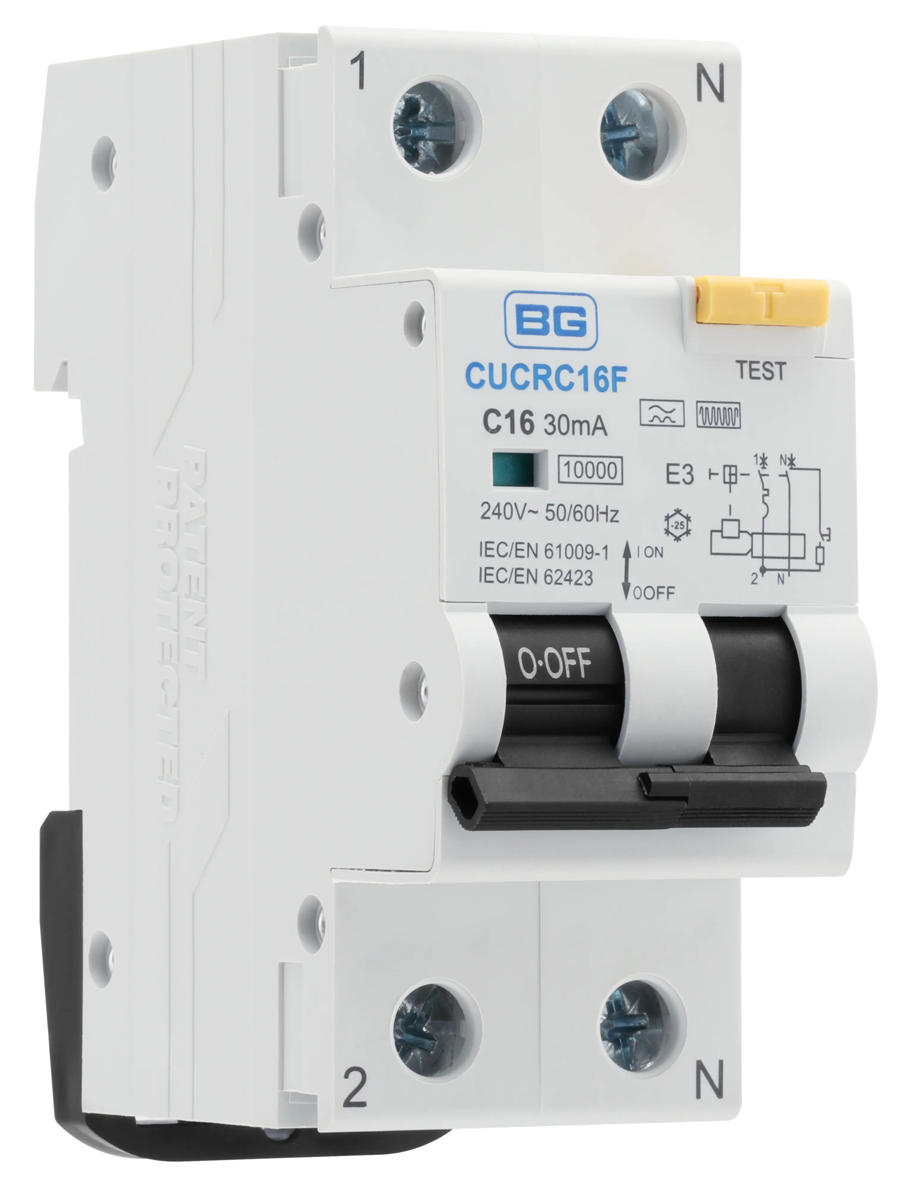 Bidirectional 16A 30mA C Curve Type F RCBO Double Pole 2 Module