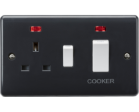 45A DP Switch with 13A Socket with Neons [Part M Compliant] PM8333N