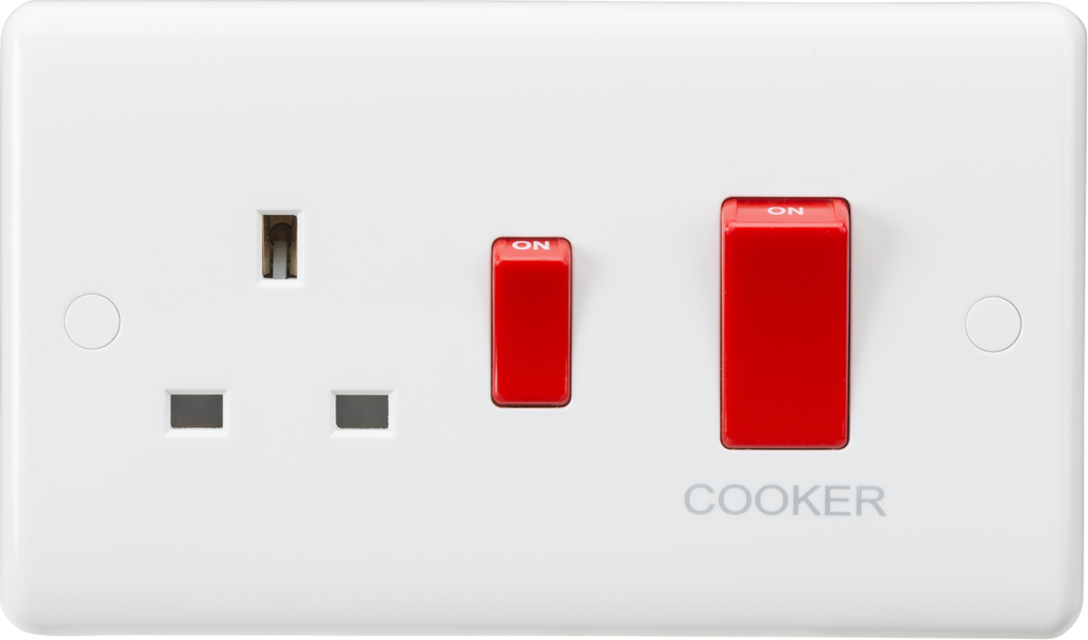 45A DP Switch & 13A Socket - Red Rocker CU8333
