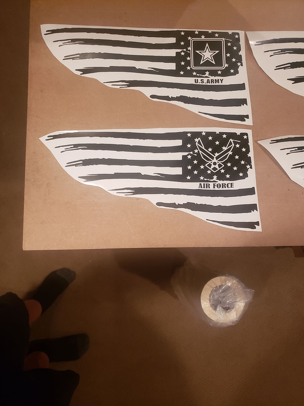 Thumbnail: Military Tattered American Flag Quarter Window Decal for C7