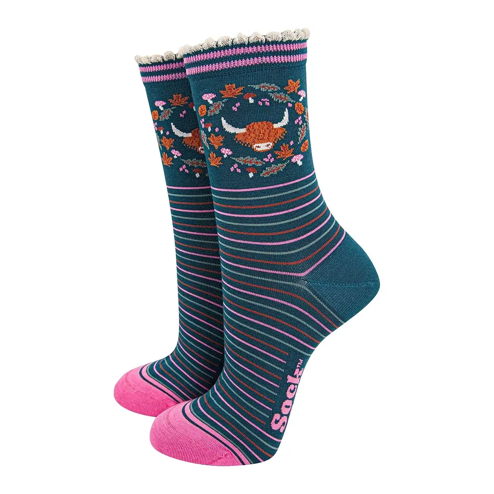 Thumbnail: Women's Highland Cow Socks - Different Designs Available