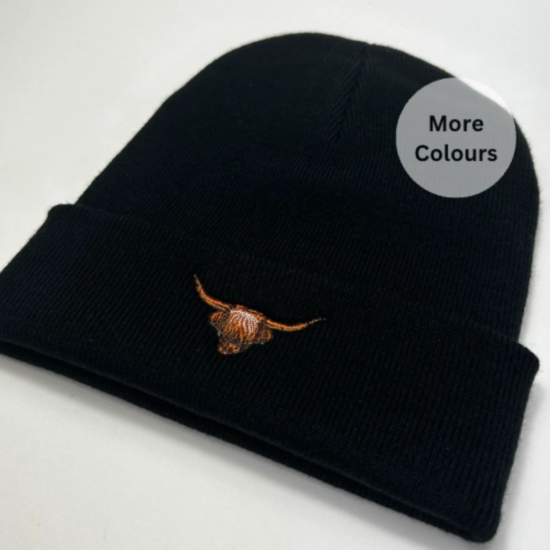 Highland Cow Head Embroidered Beanie - Unisex