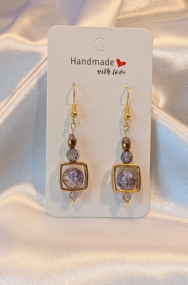 Glass frame square lilac gold