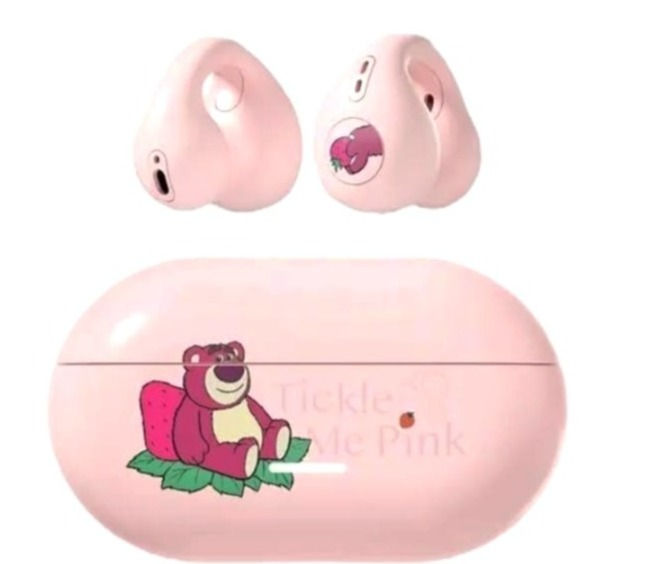Fone de ouvido Bluetooth sem fio Desenho Animado - Rosa