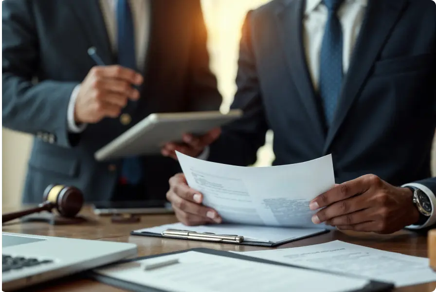 Lawyers reviewing privacy policy documents