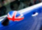 British flag decal on blue car_