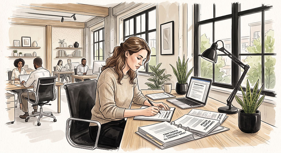 A stressed startup founder looking at a laptop in a modern office, representing the reality of navigating startup HR challenges and scaling a team.