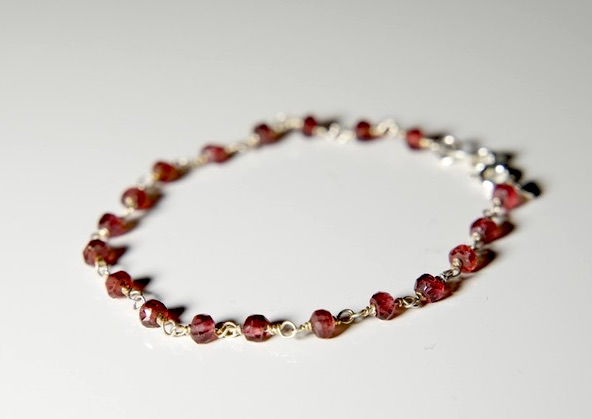 Thumbnail: Silber Armband 925 mit Granat Steine ø 3,9 mm