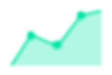 A green graph showing positive net growth for the organization.