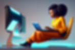 A black lady, sitting and working with her computer as a blockchain content creator (lexica AI)