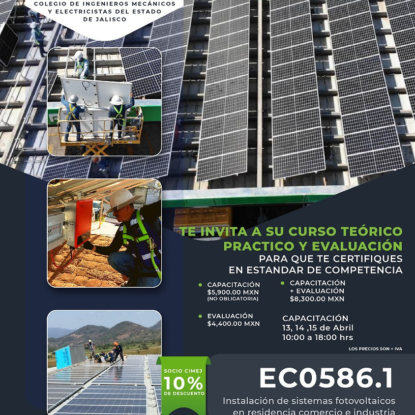 EC0586.01 Instalación de sistemas fotovoltaicos en residencia, comercio e industria (LIMITADO A 20 PERSONAS)