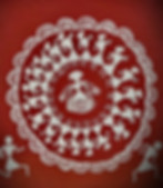 Warli-inspired artwork depicting traditional tribal scenes with minimalist figures and nature motifs.