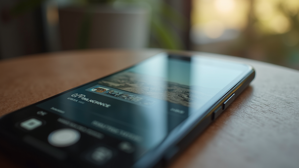 Close-up view of a smartphone showing influencer content creation