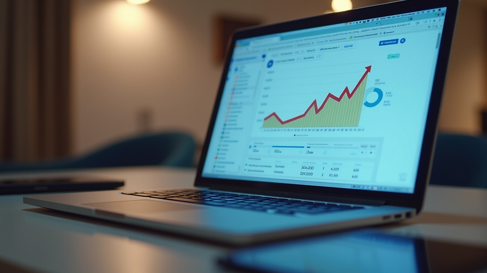 Eye-level view of a laptop screen showing social media analytics