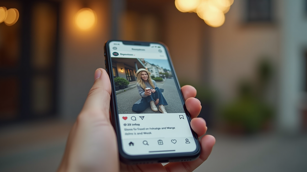 Close-up view of a smartphone showing an influencer's social media profile