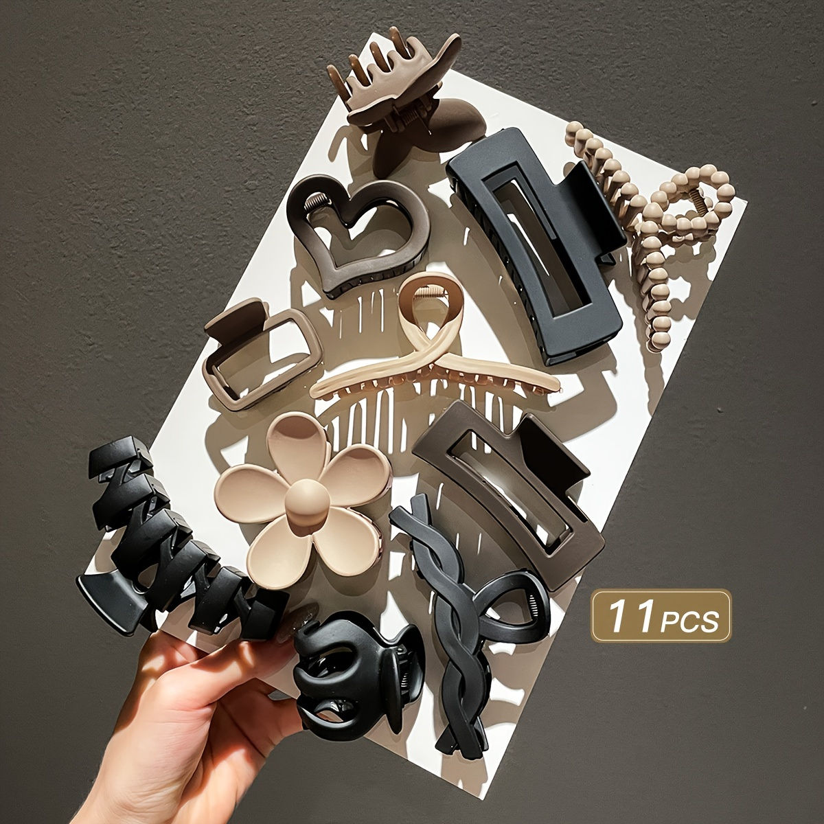 11pcs Women's High-end Frosted Clip Set Women's Back Head Hair Shark Clip Headwe