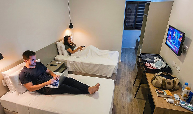 Quarto e suíte econômica do Jaguaré Hotéis para hospedagem prática em São Paulo