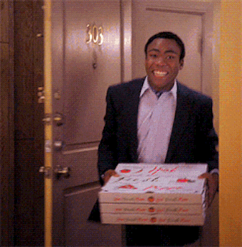 Man arriving home to a party with pizza only to find everyone putting out a fire