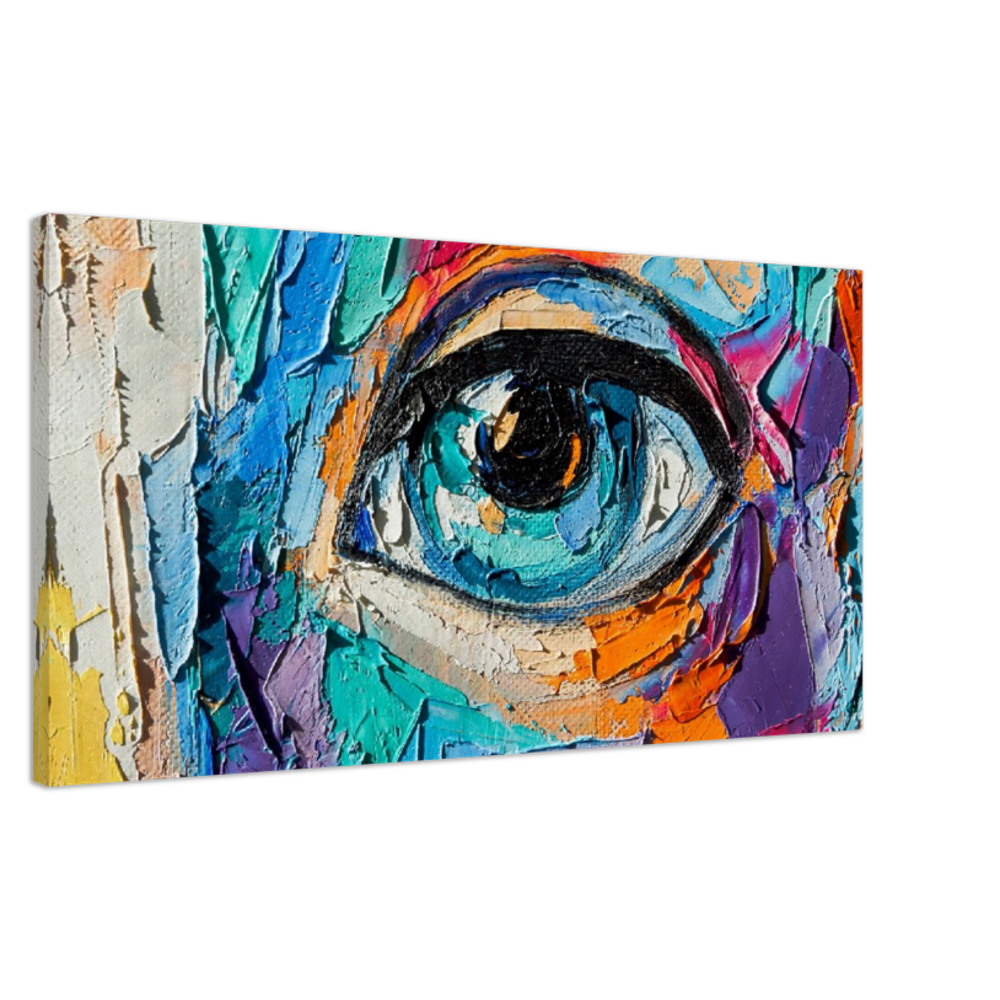 Eyeball Kinfe Art Painiting Colourful Print Textured Stretched Canvas Wall Art