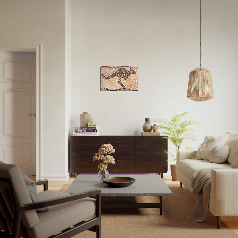 Thumbnail: Kangaroo Nature Relaxed Brown Colour Textured Stretched Canvas Wall Art