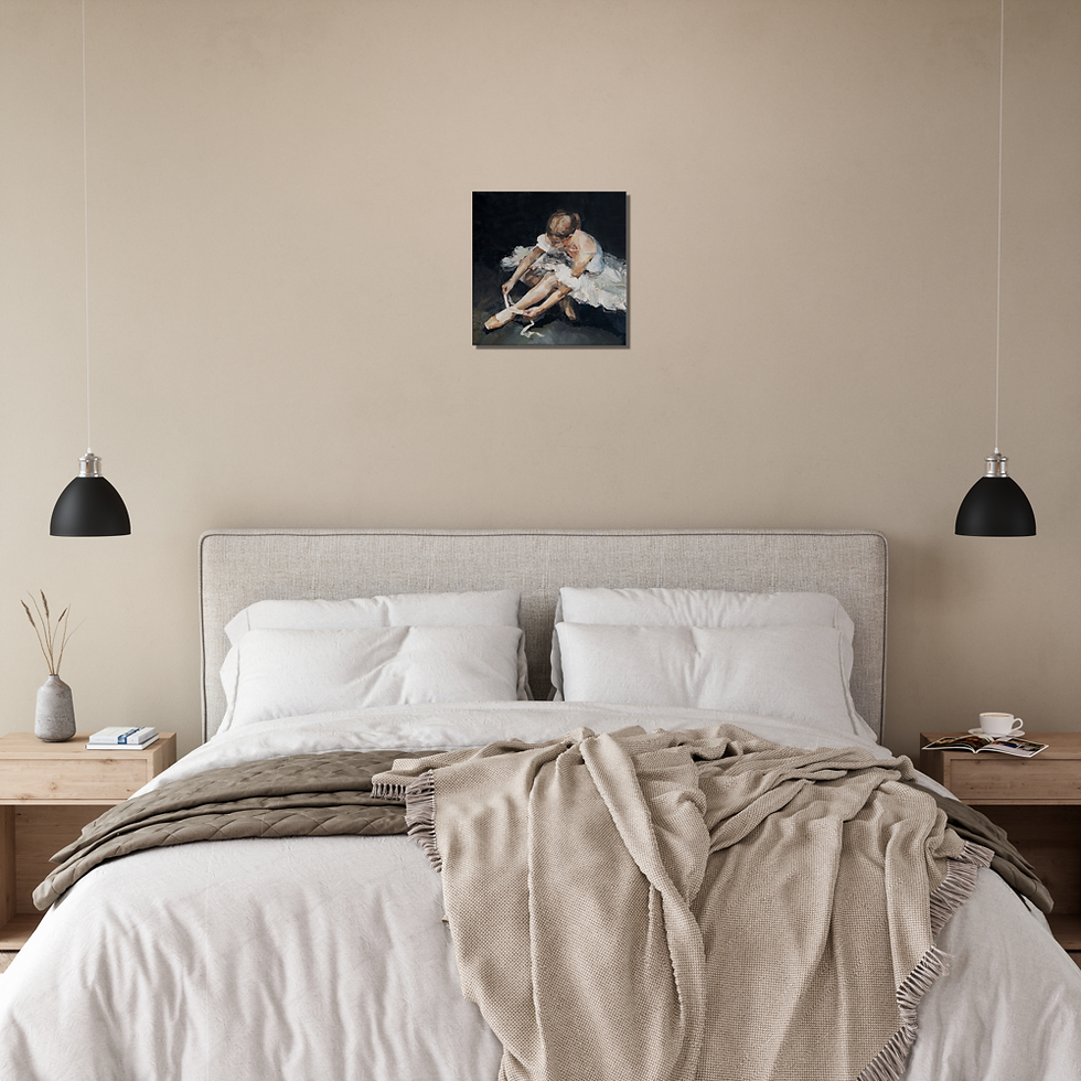 Thumbnail: Young Ballerina Portraiture Calm Black White Textured Stretched Canvas Wall Art