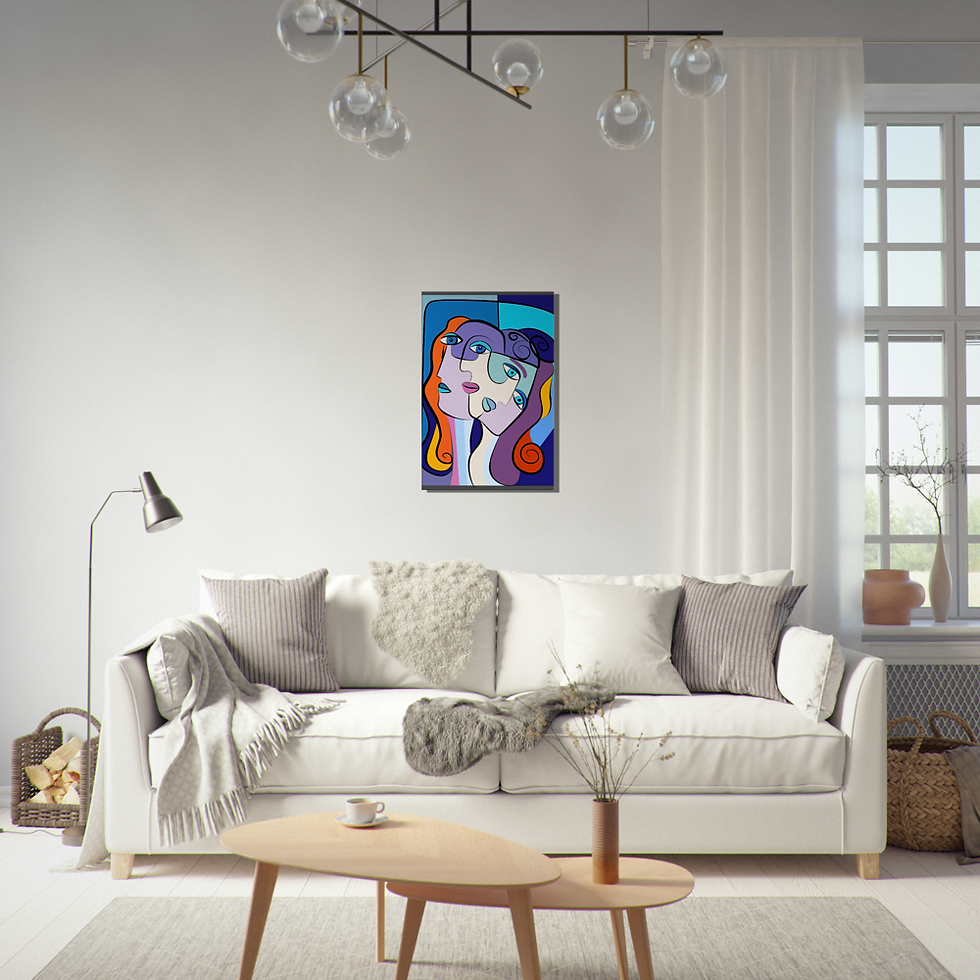 Thumbnail: Abstracts Faces Pop Art Inspiring Print Textured Stretched Canvas Wall Art