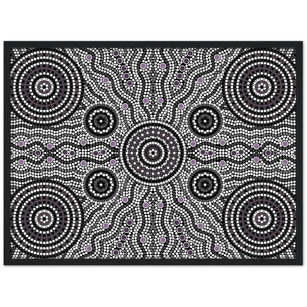 Dark Complex Dot Painting Premium Matte Paper Wooden Framed Poster