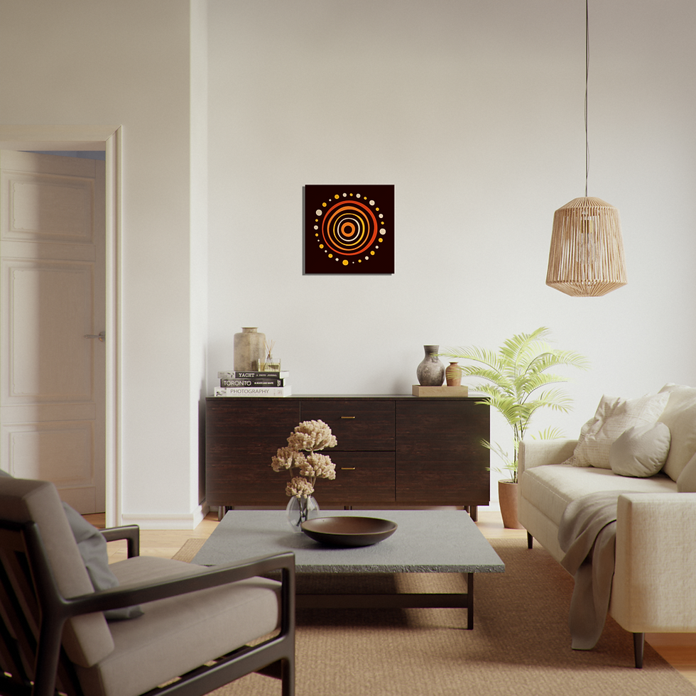 Thumbnail: Stylized Sun Geometric Relaxed Brown Colour Textured Stretched Canvas Wall Art